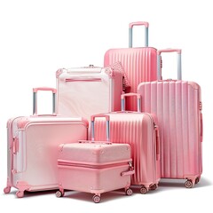 Pink luggage sets for women rolling suitcase spinner travel bags carry on lightweight hardside set