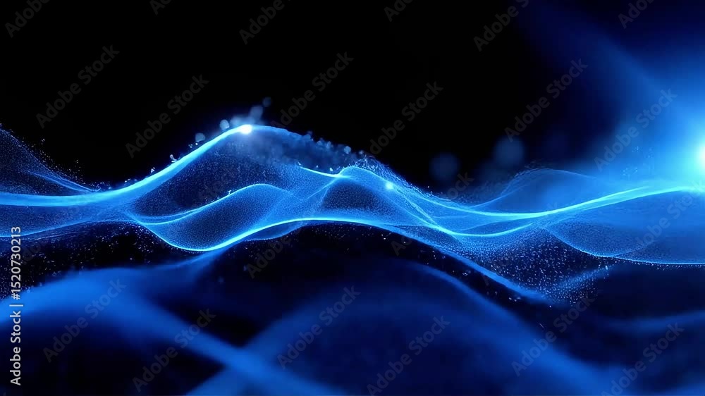 Poster abstract blue energy waves flowing dynamically