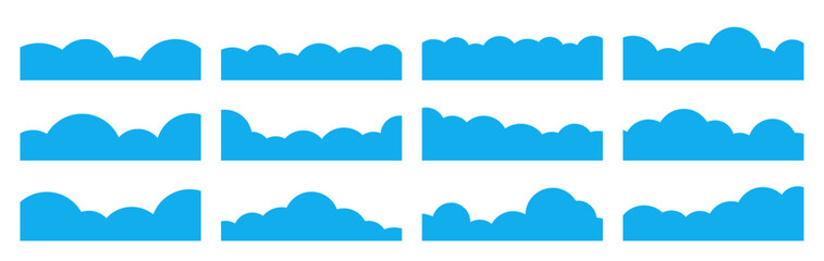 雲　仕切り　もこもこ　区切り　ベクター　セット　水色　deviders
