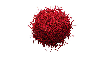 saffron thread in the wooden plate, isolated on the white background.