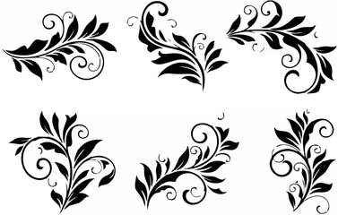 Floral Swirl Elements - Retro...