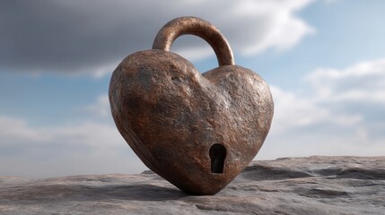 Fototapeta premium Unique Heart-Shaped Lock with Rustic Charm