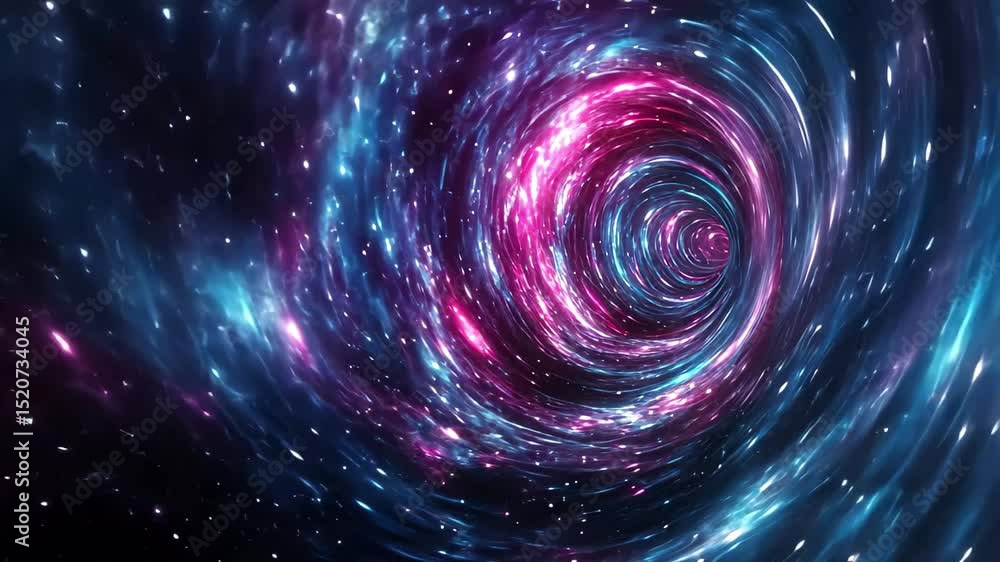 Wall mural endless nebula mirror tunnel creates a stunning cosmic journey through space and colorful galaxies, 
