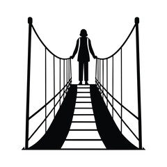 crossing suspension bridge silhouette 