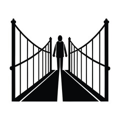 crossing suspension bridge silhouette 