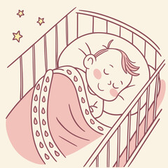 vector illustration of a sleeping baby