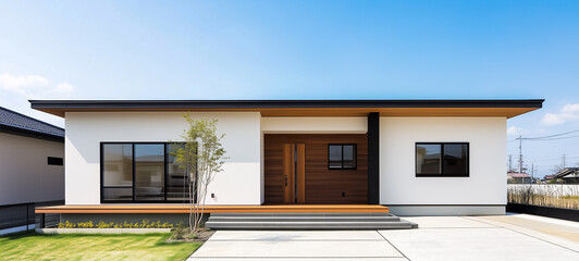 シンプルな日本の平屋住宅、戸建て住宅