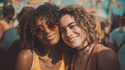 Vibrant Multicultural Festival Celebration: Cheerful Friends Enjoying Summer Outdoors