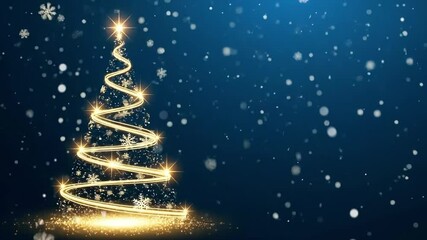 christmas golden tree with snowflakes christmas tree snowflake animation blue background christmas holiday video - Powered by Adobe