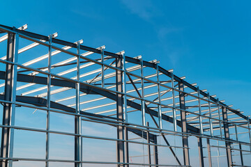 Steel Frame Construction under Blue Sky