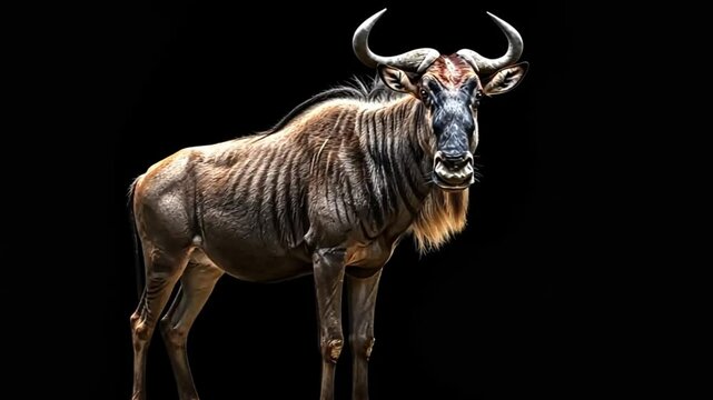 a buffalo with a thin body with black background footage