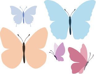 Set of vector butterflies