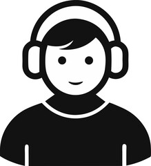 Person With Headphones Silhouette Vector Illustration