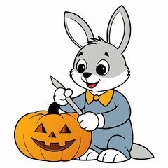 rabbit with pumpkin