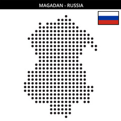 Fototapeta premium Big dots map of Magadan in Russia