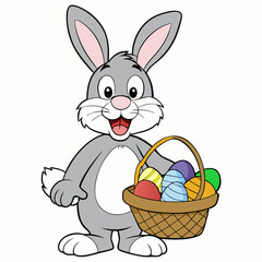 easter bunny with basket of eggs
