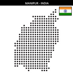 Fototapeta premium Big dots map of manipur in India