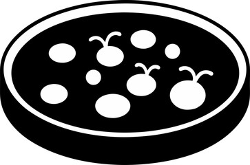 Petri Dish With Cell Silhouette Vector Illustration