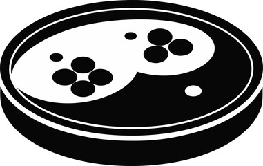 Petri Dish With Cell Silhouette Vector Illustration