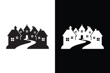 Village icon vector on White Background ,Vector Art Illustration on white background.