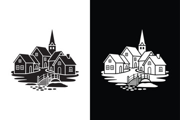 Village icon vector on White Background ,Vector Art Illustration on white background.