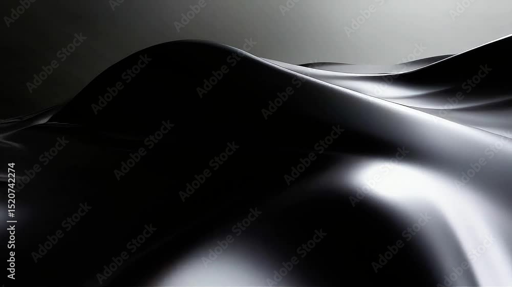 Poster abstract black surface: dynamic waves of light and shadow