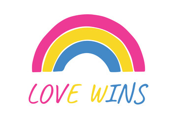 Colorful rainbow shape Pansexual pride flag Happy pride day LGBTQIA community Pride Month Vector hand drawn doodle for posters, stickers, logo, cards