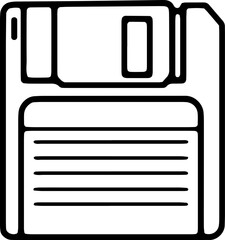 Retro Vintage Floppy Disk Front View Coloring Page

