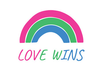 Colorful rainbow shape Polysexual pride flag Happy pride day LGBTQIA community Pride Month Vector hand drawn doodle for posters, stickers, logo, cards