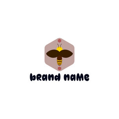 ILLUSTRATION SIMPLE BEE ABSTRACT LOGO ICON BROWN YELLOW COLOR DESIGN VECTOR
