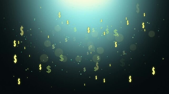 Spinning Shining Dollar Sign 4K Loop Animation, 60 Seconds, Financial Background