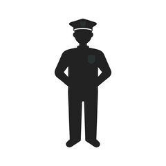 Police Officer Standing With Badge Silhouette