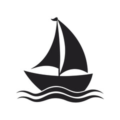 Sailboat Floating On Ocean Waves Silhouette