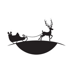 Santa Flying Sleigh With Reindeer Silhouette