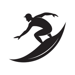 Surfer Riding Big Ocean Wave Silhouette