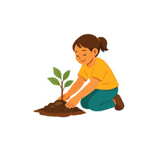 Young asian girl holding a young plant for planting, on White background for World Environment Day concept.