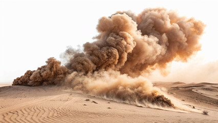 Smoke in earthy tones creates a soft haze like a light fog or a dusty cloud appearing as if from fine sand or soil this transparent PNG gives unique texture