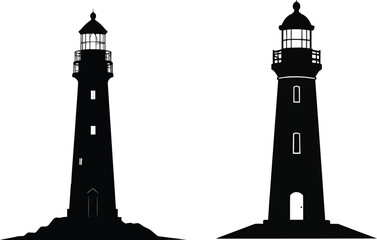 lighthouse silhouette vector cutout isolate into transparent background