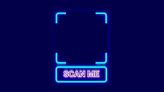 A neon blue scan frame indicates a QR code placeholder, perfect for app scanning, business cards, or marketing digital connections