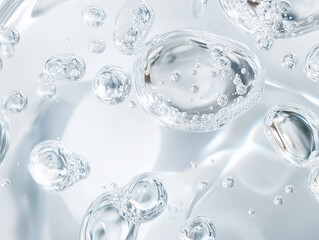 studio shot of transparent skincare texture. Clear serum with glossy, dewy finish. Natural smear