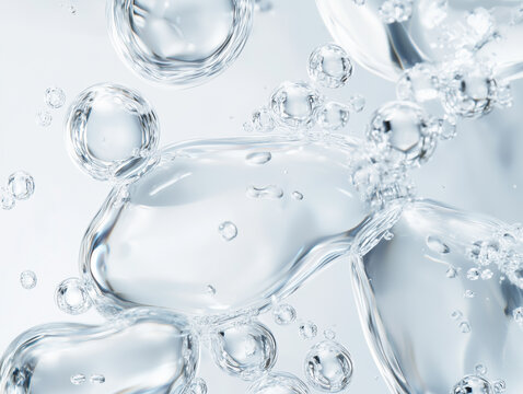 studio shot of transparent skincare texture. Clear serum with glossy, dewy finish. Natural smear