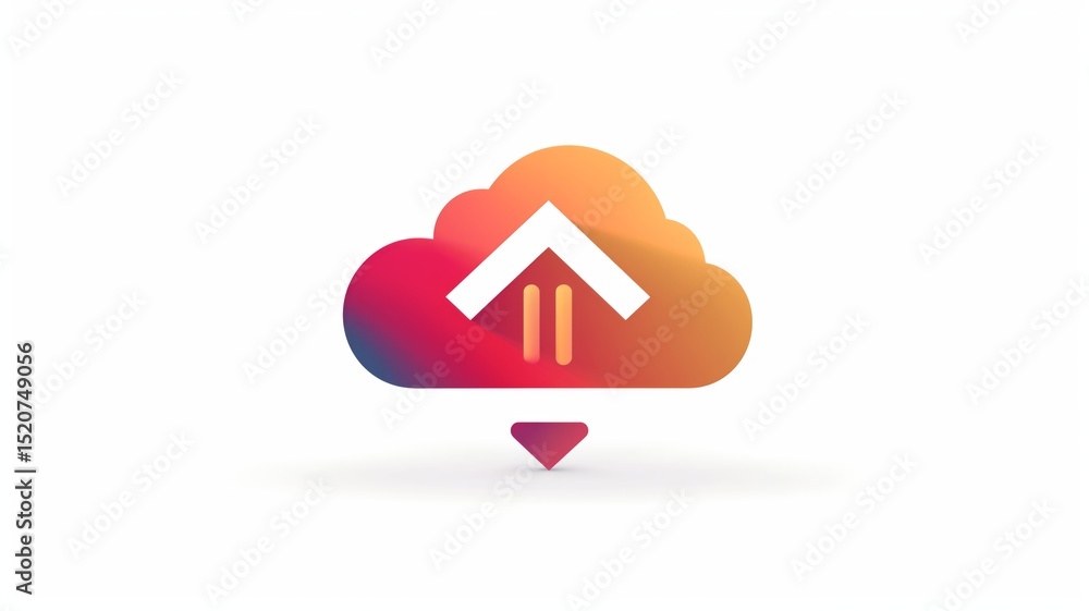 Poster modern cloud storage symbol representing artificial intelligence technology and its seamless integra