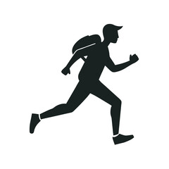 Man Running With Large Backpack Silhouette