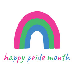 Colorful rainbow shape Polysexual pride flag Happy pride day LGBTQIA community Pride Month Vector hand drawn doodle for posters, stickers, logo, cards
