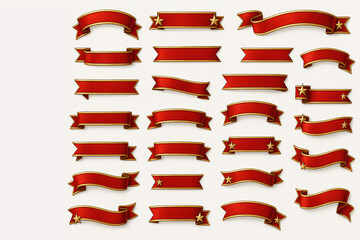Obraz premium set of red ribbons with stars