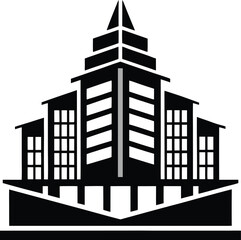 Fototapeta premium city building icon on white background. vector illustration. stock image.