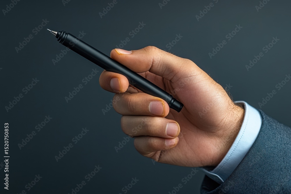 Poster business professional demonstrating creativity and focus with a marker in a modern office setting du
