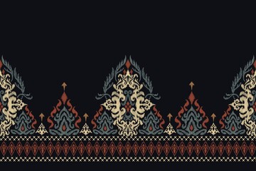 embroidery on blue background. pattern traditional.design by procreate for texture, fabric,...