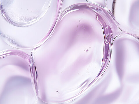 studio shot of transparent skincare texture. Clear serum with glossy, dewy finish. Natural smear