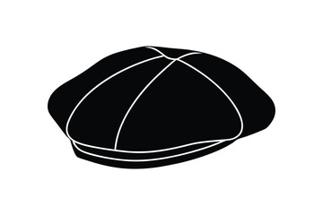 Silhouette art illustration of a fashion-forward beret with soft folds.eps